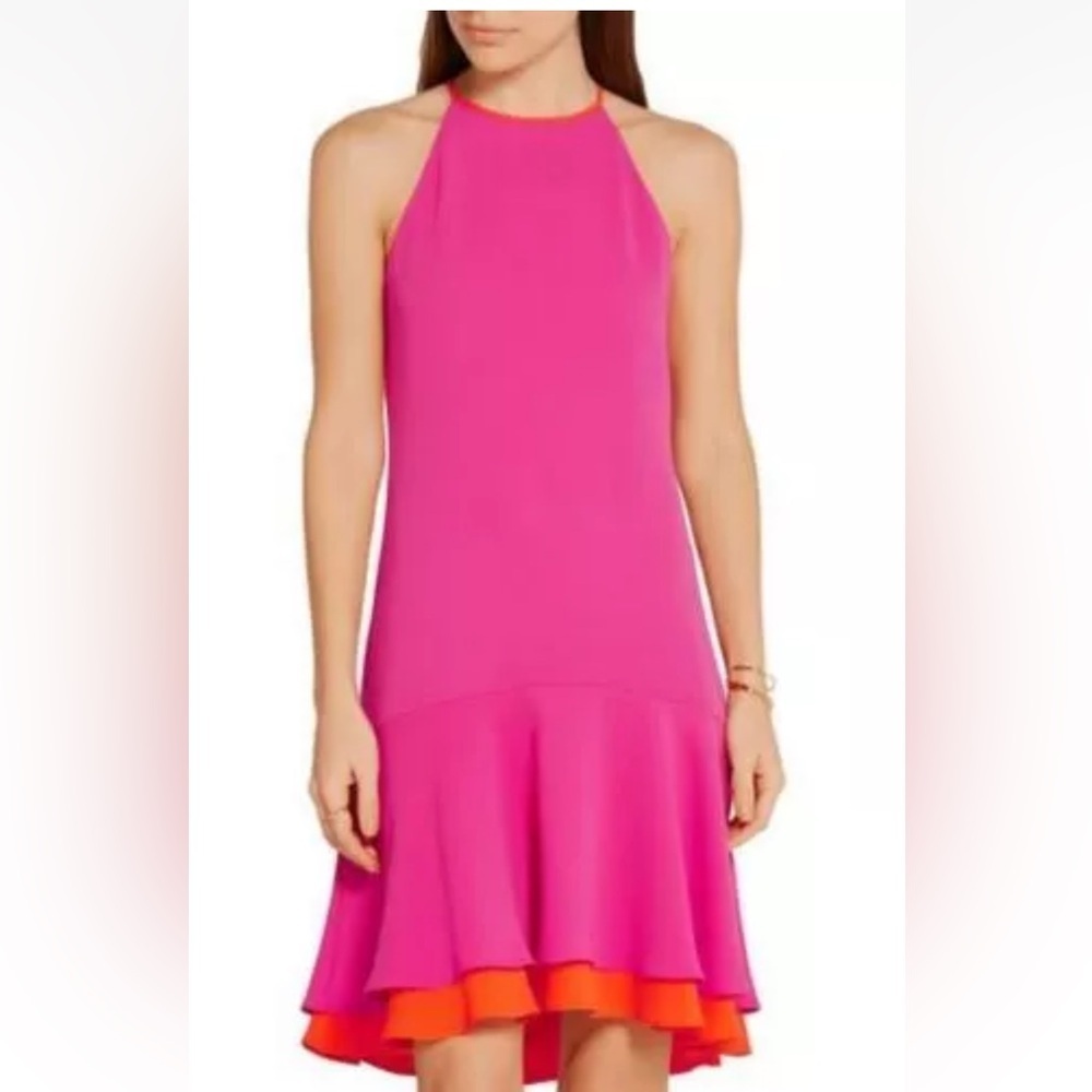NEW $368 DIANE VON FURSTENBERG KERA COMBO VIVID PINK ORANGE DRESS 6 - Picture 2 of 12